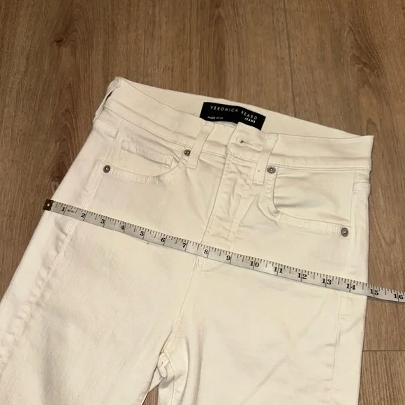 Veronica Beard Carson High Rise Ankle Flare Ecru Jeans Size 25 - Picture 14 of 14